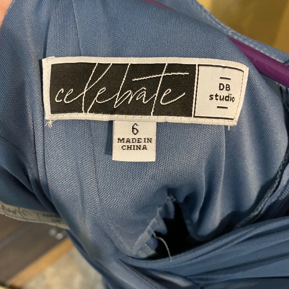 Davids Bridal- Bridesmaid Dress- Girls Size 6- Steel Blue